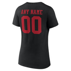 San Francisco 49ers Women's Team Authentic Personalized Name & Number V-Neck T-Shirt Black