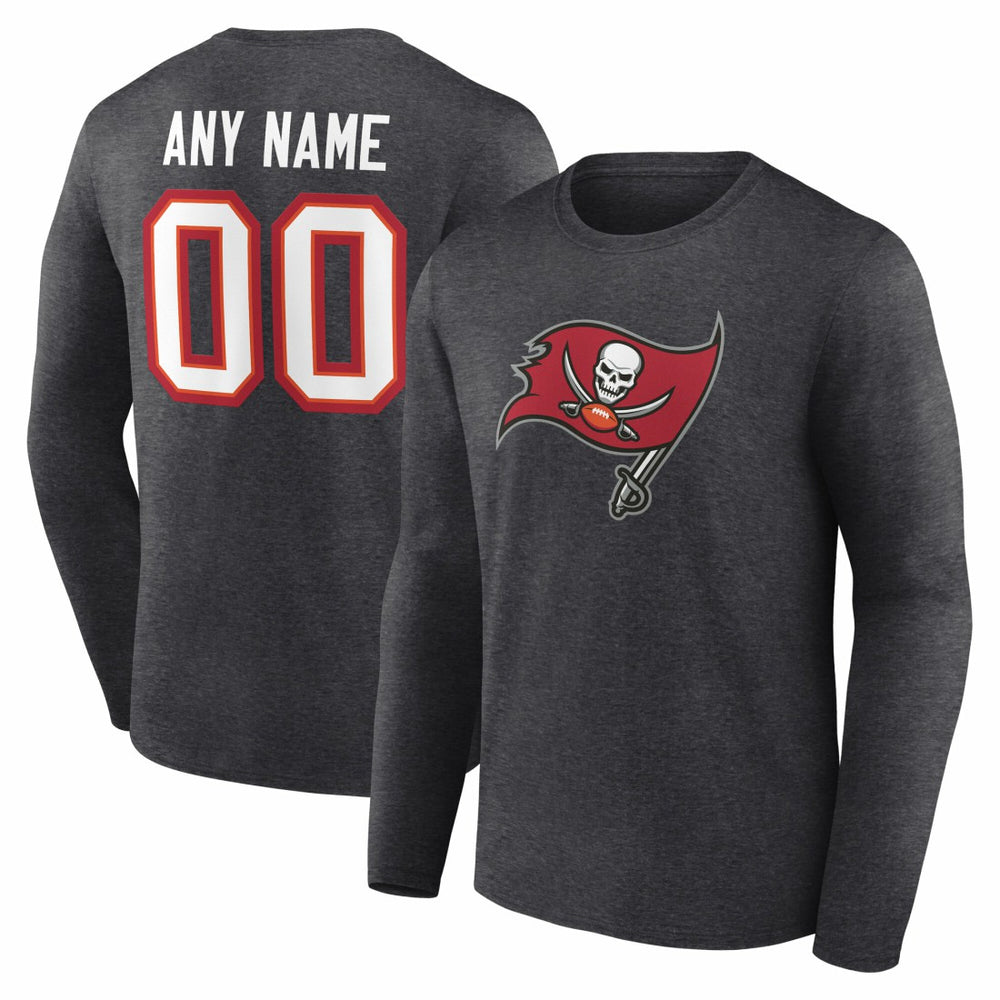 Tampa Bay Buccaneers Team Authentic Personalized Name & Number Long Sleeve T-Shirt Charcoal