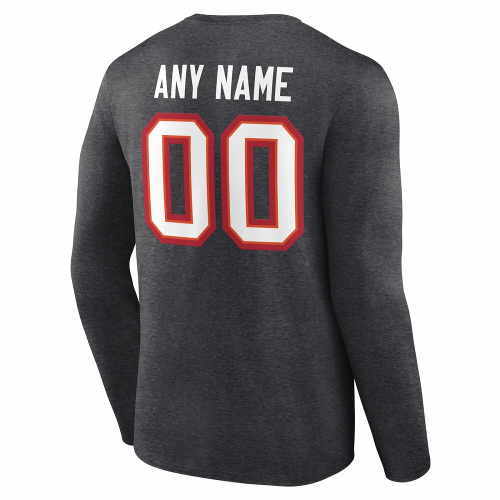 Tampa Bay Buccaneers Team Authentic Personalized Name & Number Long Sleeve T-Shirt Charcoal