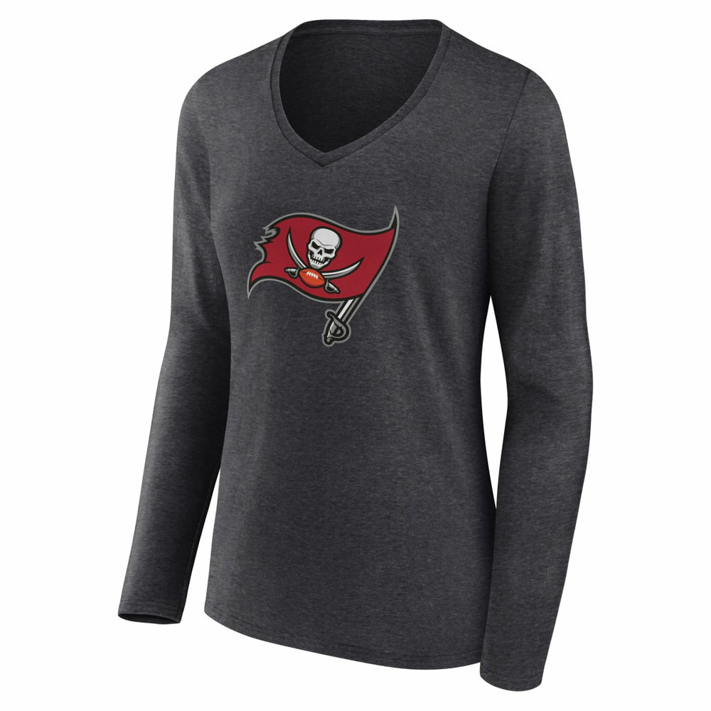 Tampa Bay Buccaneers Women's Team Authentic Personalized Name & Number Long Sleeve V-Neck T-Shirt Charcoal