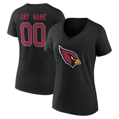 Arizona Cardinals Women's Team Authentic Personalized Name & Number V-Neck T-Shirt Black