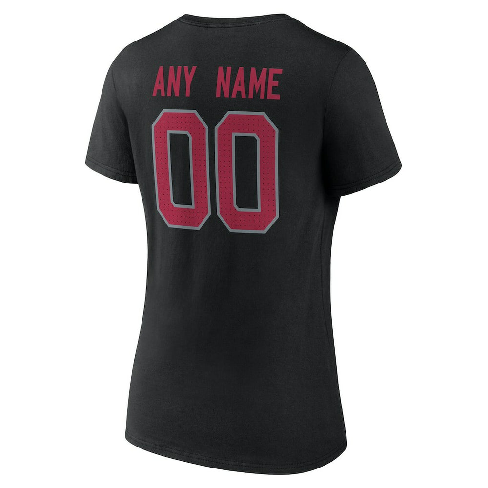 Arizona Cardinals Women's Team Authentic Personalized Name & Number V-Neck T-Shirt Black