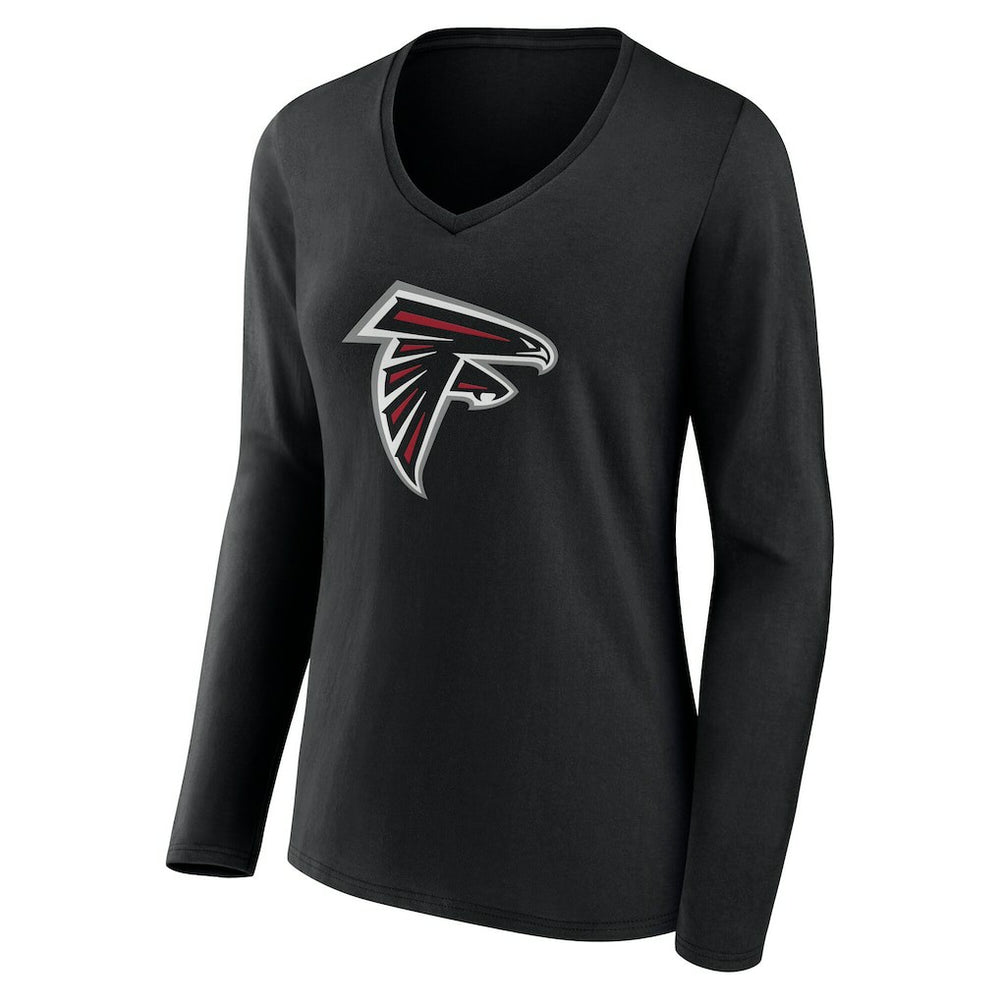 Atlanta Falcons Women's Team Authentic Personalized Name & Number Long Sleeve V-Neck T-Shirt Black