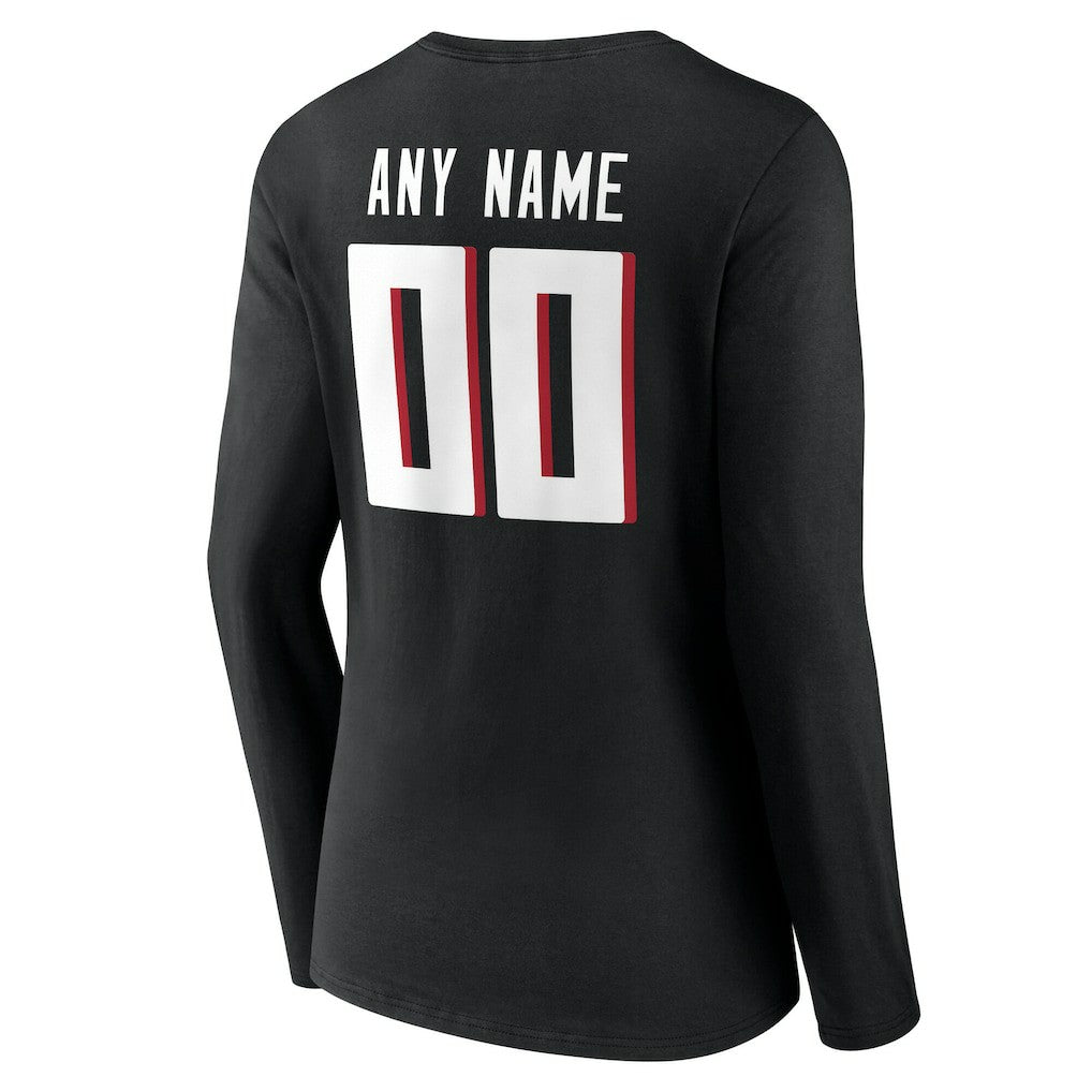 Atlanta Falcons Women's Team Authentic Personalized Name & Number Long Sleeve V-Neck T-Shirt Black