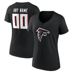 Atlanta Falcons Women's Team Authentic Personalized Name & Number V-Neck T-Shirt Black