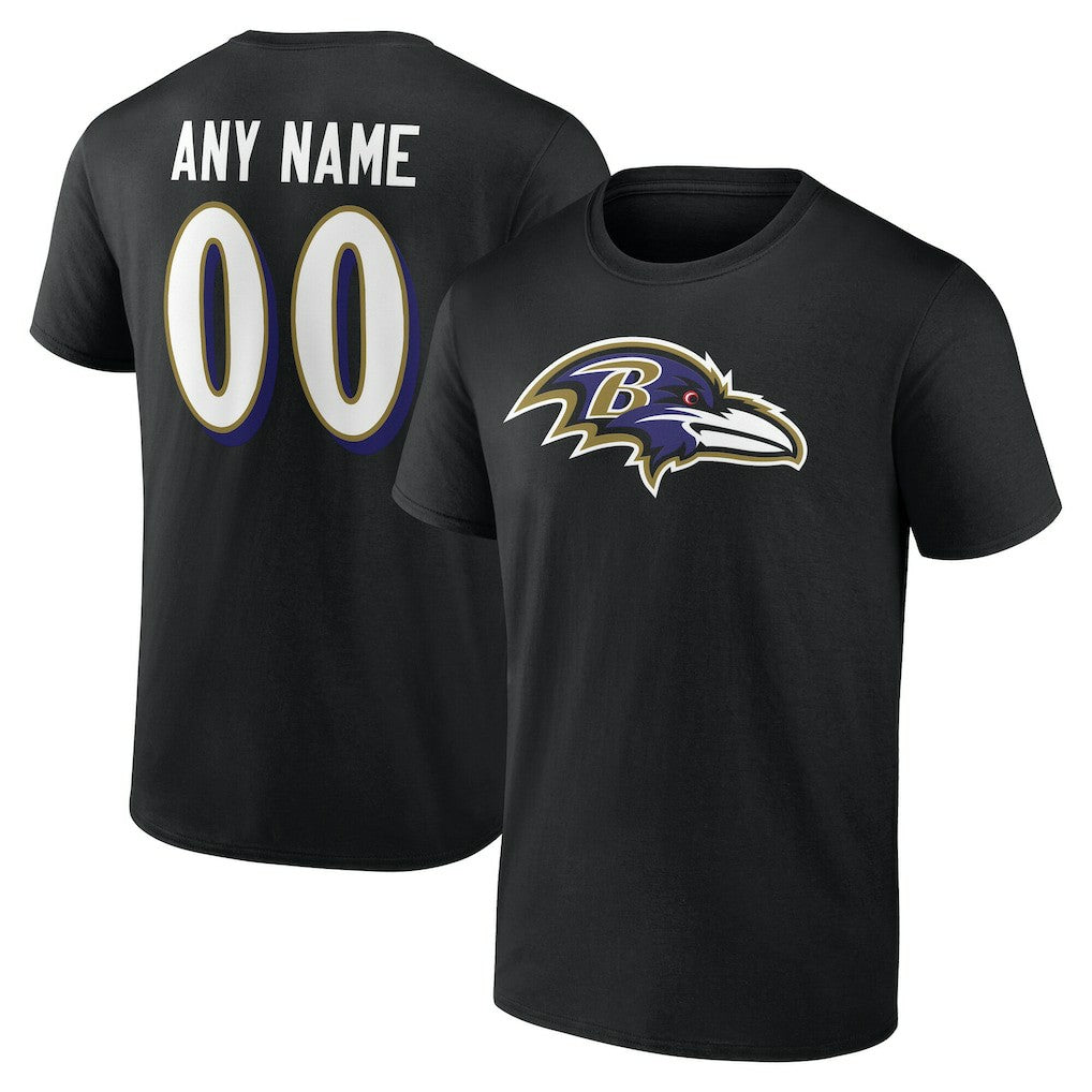 Baltimore Ravens Team Authentic Personalized Name & Number T-Shirt Black