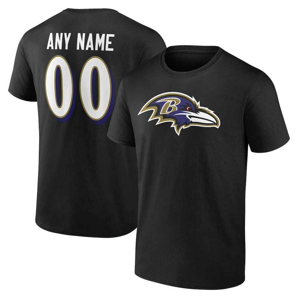 Baltimore Ravens Team Authentic Personalized Name & Number T-Shirt Black
