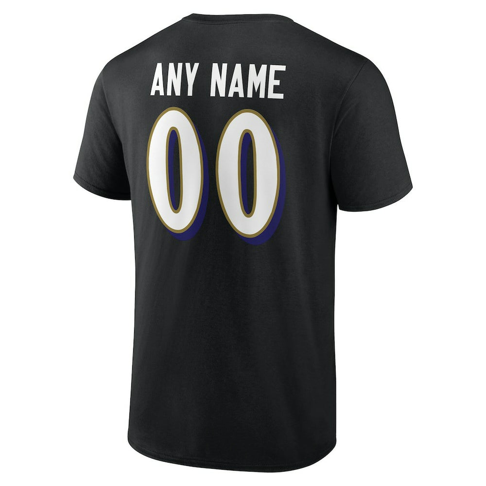 Baltimore Ravens Team Authentic Personalized Name & Number T-Shirt Black
