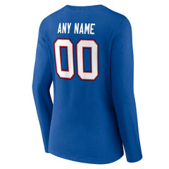 Buffalo Bills Women's Team Authentic Personalized Name & Number Long Sleeve V-Neck T-Shirt Royal