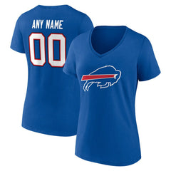 Buffalo Bills Women's Team Authentic Personalized Name & Number V-Neck T-Shirt Royal