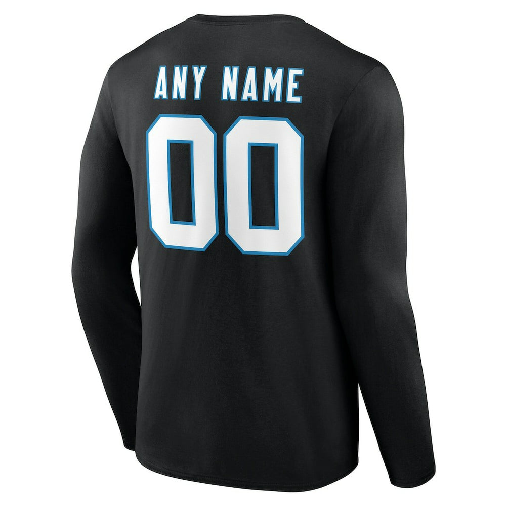 Carolina Panthers Team Authentic Personalized Name & Number Long Sleeve T-Shirt Black