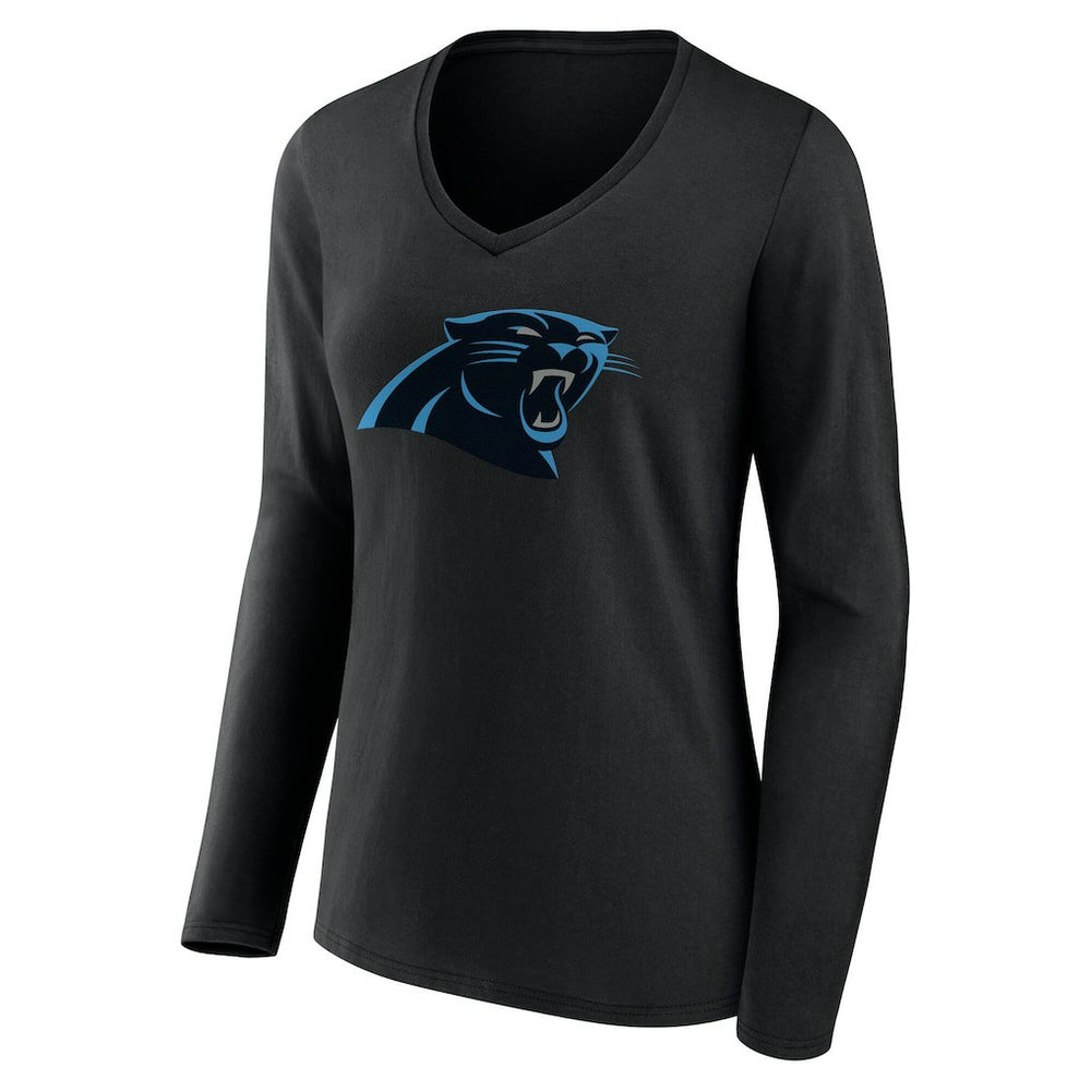 Carolina Panthers Women's Team Authentic Personalized Name & Number Long Sleeve V-Neck T-Shirt Black