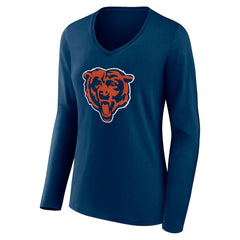 Chicago Bears Women's Team Authentic Personalized Name & Number Long Sleeve V-Neck T-Shirt Navy
