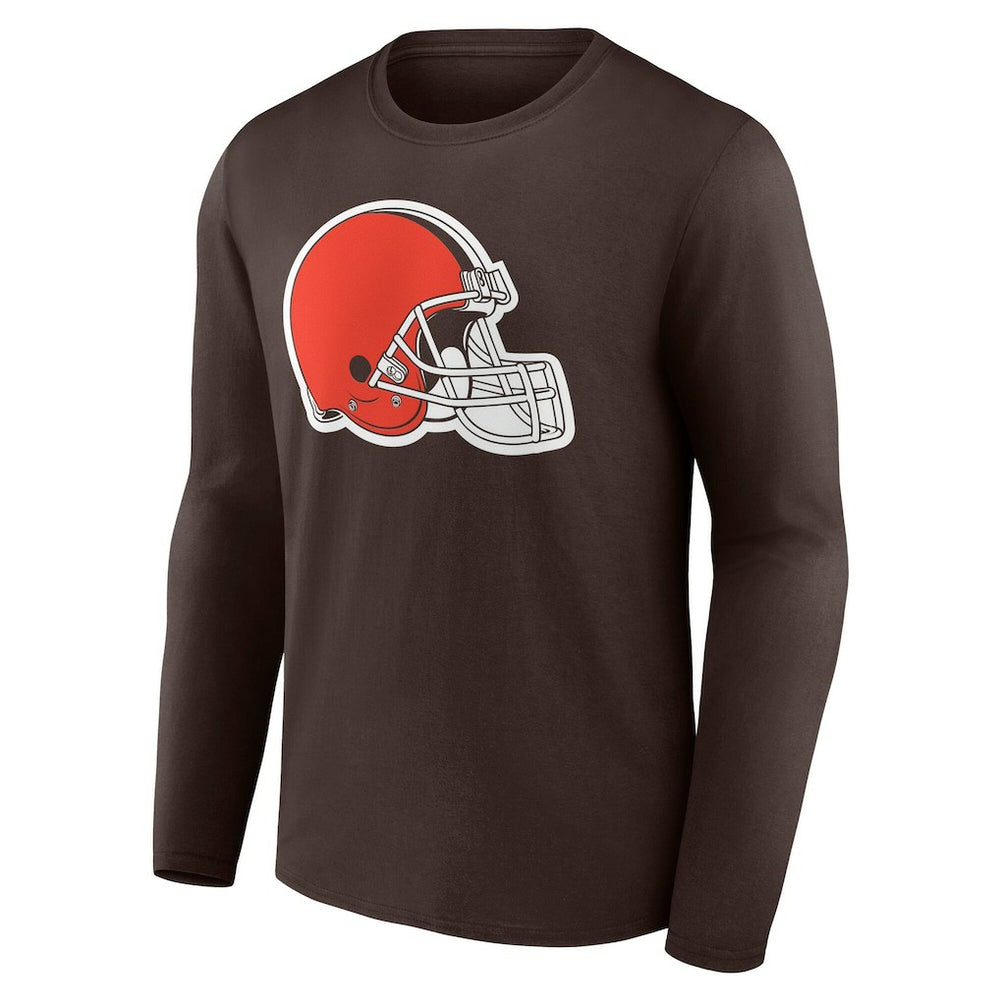 Cleveland Browns Team Authentic Personalized Name & Number Long Sleeve T-Shirt Brown