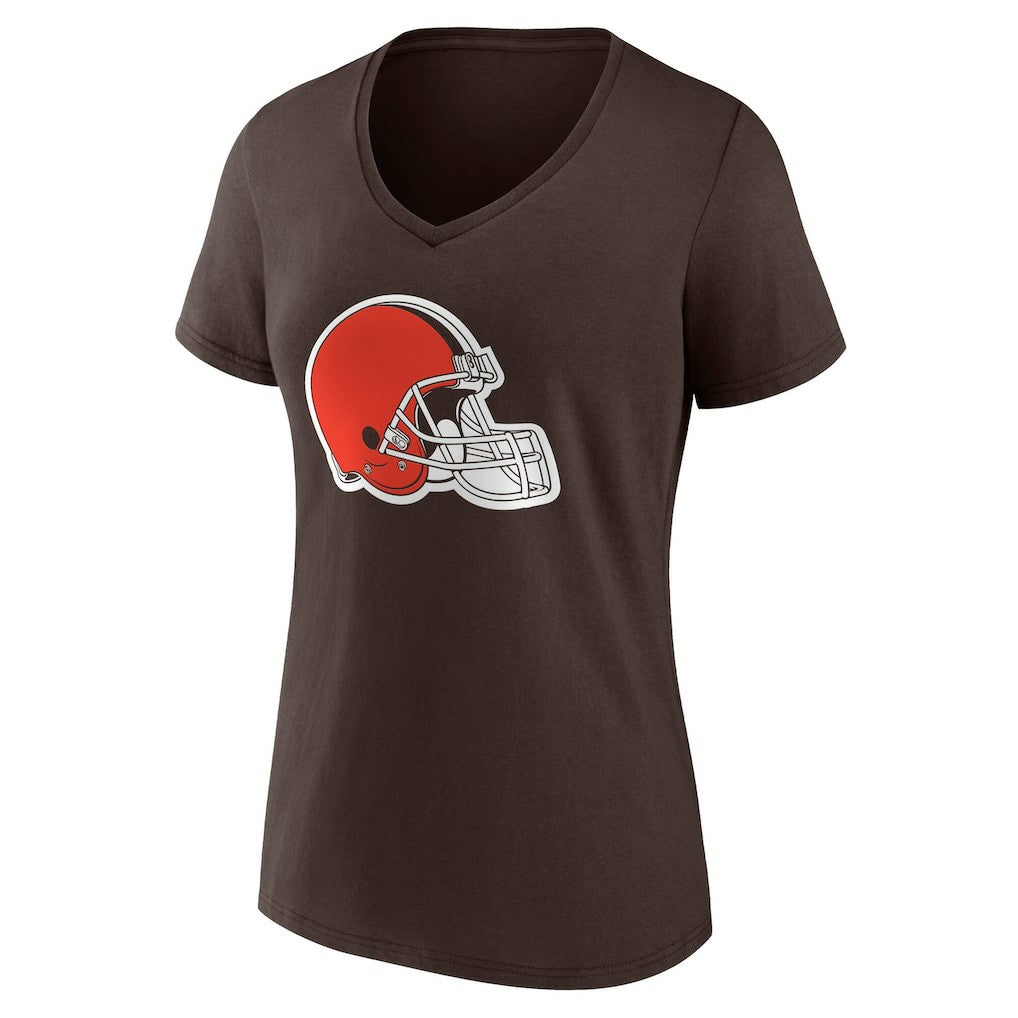 Cleveland Browns Women's Team Authentic Personalized Name & Number V-Neck T-Shirt Brown