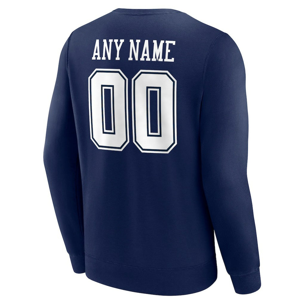 Dallas Cowboys Team Authentic Personalized Name & Number Sweatshirt Navy