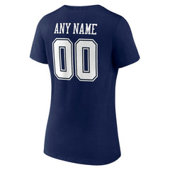 Dallas Cowboys Women's Team Authentic Personalized Name & Number V-Neck T-Shirt Navy