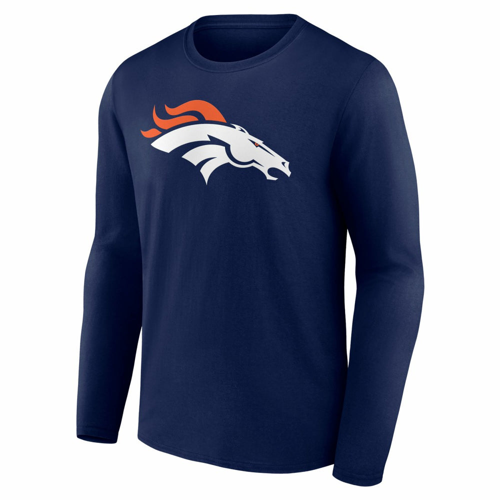 Denver Broncos Team Authentic Personalized Name & Number Long Sleeve T-Shirt Navy