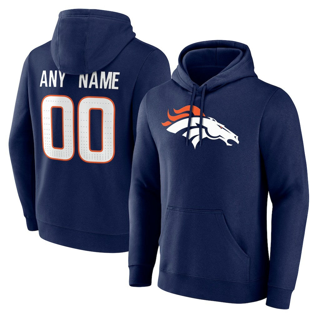 Denver Broncos Team Authentic Personalized Name & Number Hoodie Navy