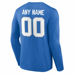 Detroit Lions Team Authentic Personalized Name & Number Long Sleeve T-Shirt Blue