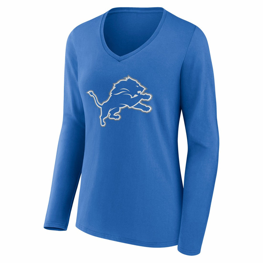 Detroit Lions Women's Team Authentic Personalized Name & Number Long Sleeve V-Neck T-Shirt Blue
