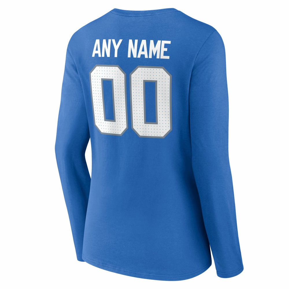 Detroit Lions Women's Team Authentic Personalized Name & Number Long Sleeve V-Neck T-Shirt Blue