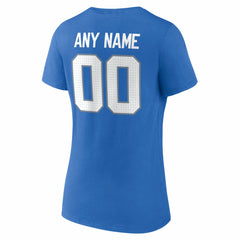 Detroit Lions Women's Team Authentic Personalized Name & Number V-Neck T-Shirt Blue