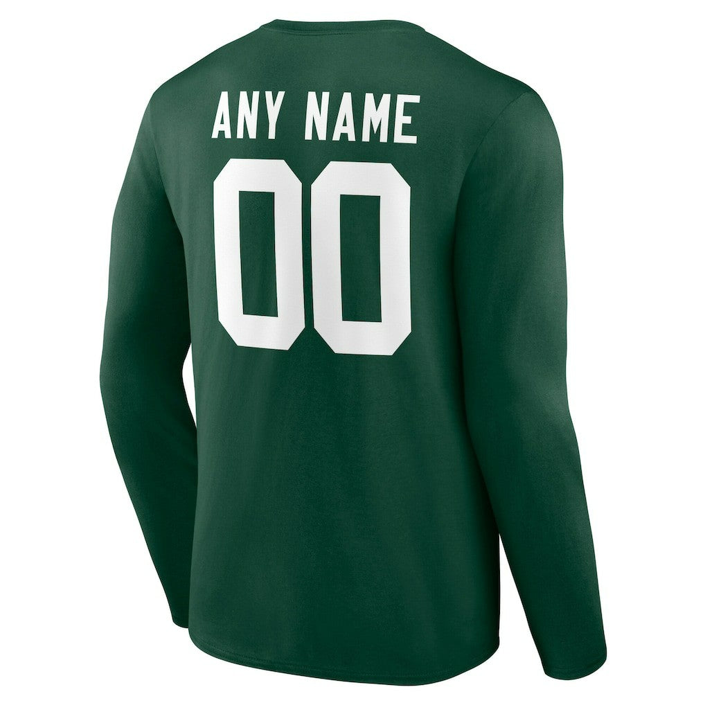 Green Bay Packers Team Authentic Personalized Name & Number Long Sleeve T-Shirt Green