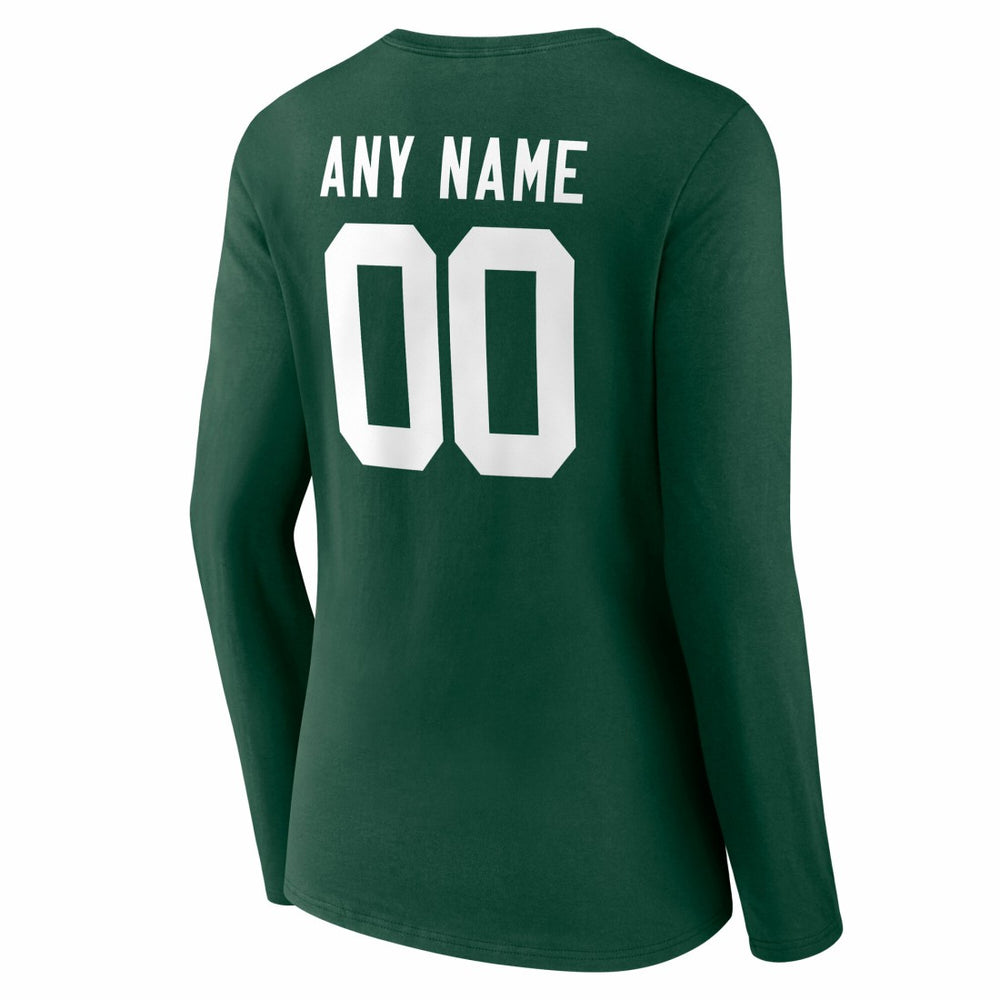 Green Bay Packers Women's Team Authentic Personalized Name & Number Long Sleeve V-Neck T-Shirt Green