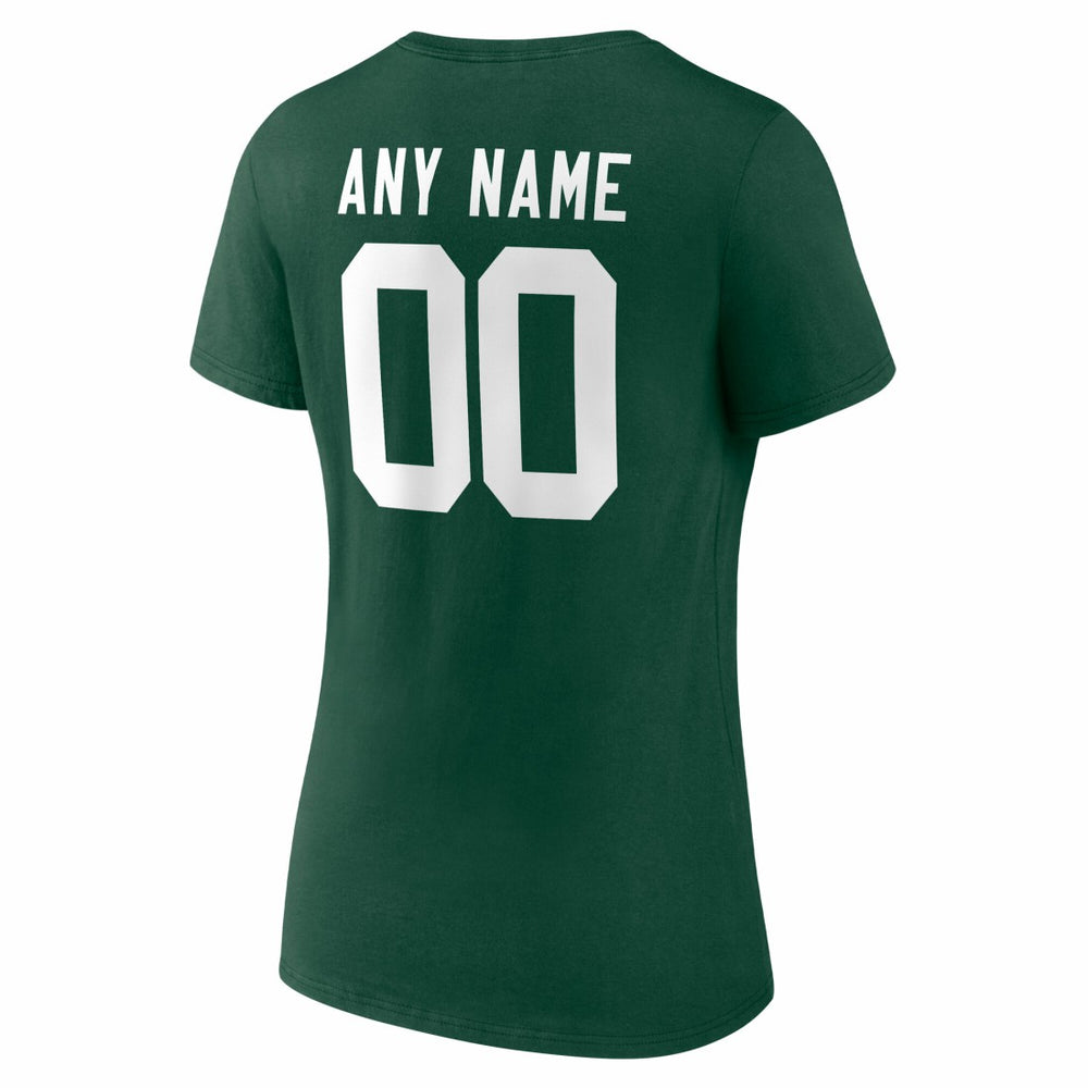 Green Bay Packers Women's Team Authentic Personalized Name & Number V-Neck T-Shirt Green