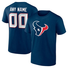 Houston Texans Team Authentic Personalized Name & Number T-Shirt Navy