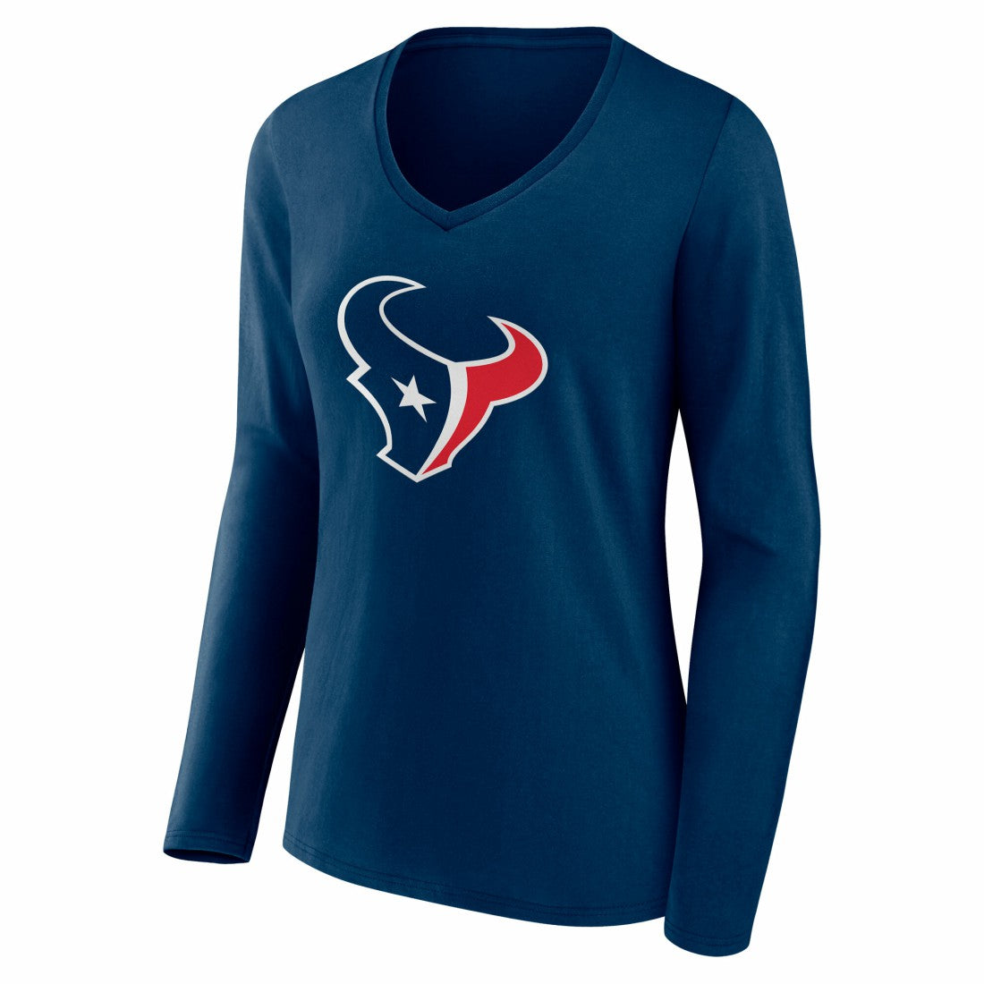 Houston Texans Women's Team Authentic Personalized Name & Number Long Sleeve V-Neck T-Shirt Navy
