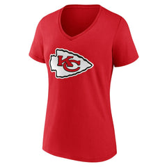 Kansas City Chiefs Women's Team Authentic Personalized Name & Number V-Neck T-Shirt Red