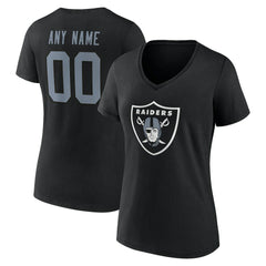 Las Vegas Raiders Women's Team Authentic Personalized Name & Number V-Neck T-Shirt Black