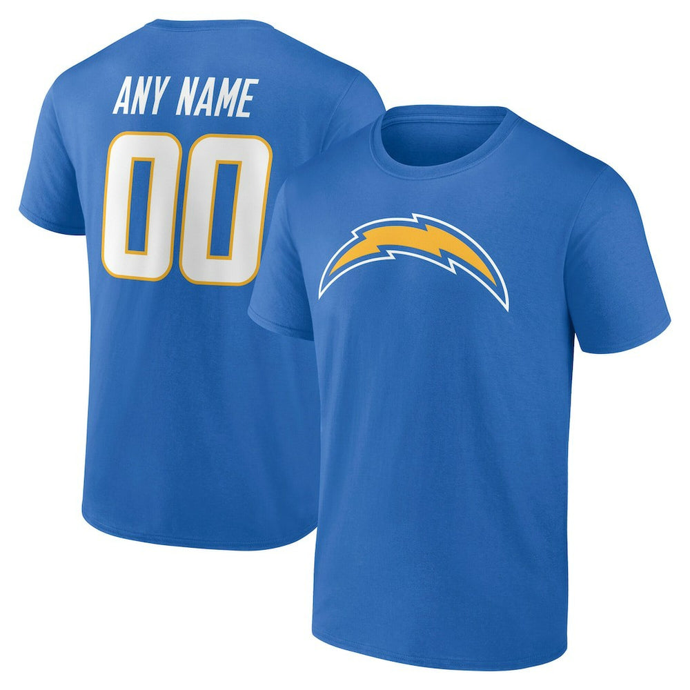 Los Angeles Chargers Team Authentic Personalized Name & Number T-Shirt Powder Blue