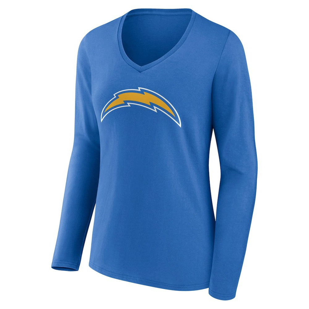 Los Angeles Chargers Women's Team Authentic Personalized Name & Number Long Sleeve V-Neck T-Shirt Powder Blue