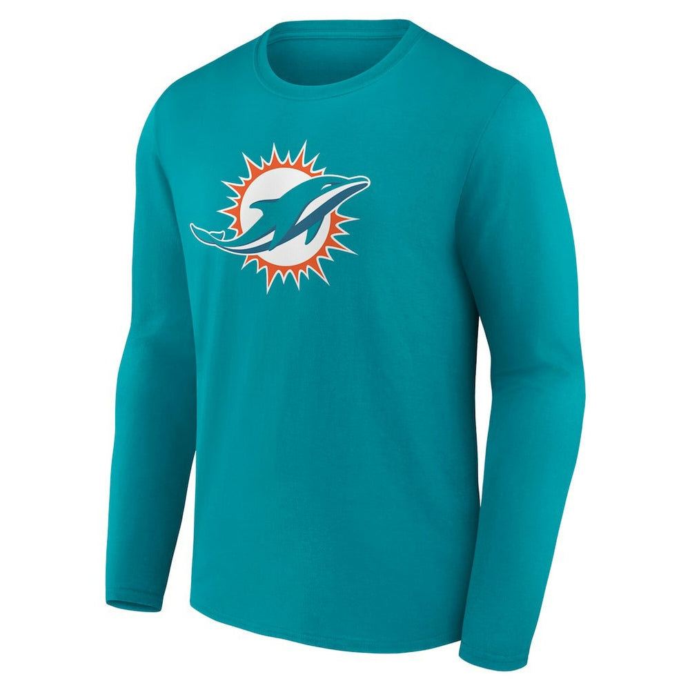 Miami Dolphins Team Authentic Personalized Name & Number Long Sleeve T-Shirt Aqua