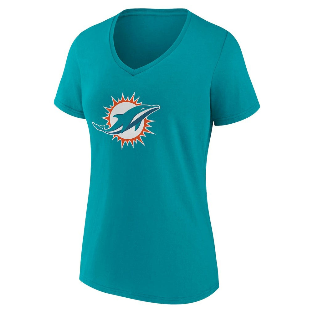 Miami Dolphins Women's Team Authentic Personalized Name & Number V-Neck T-Shirt Aqua