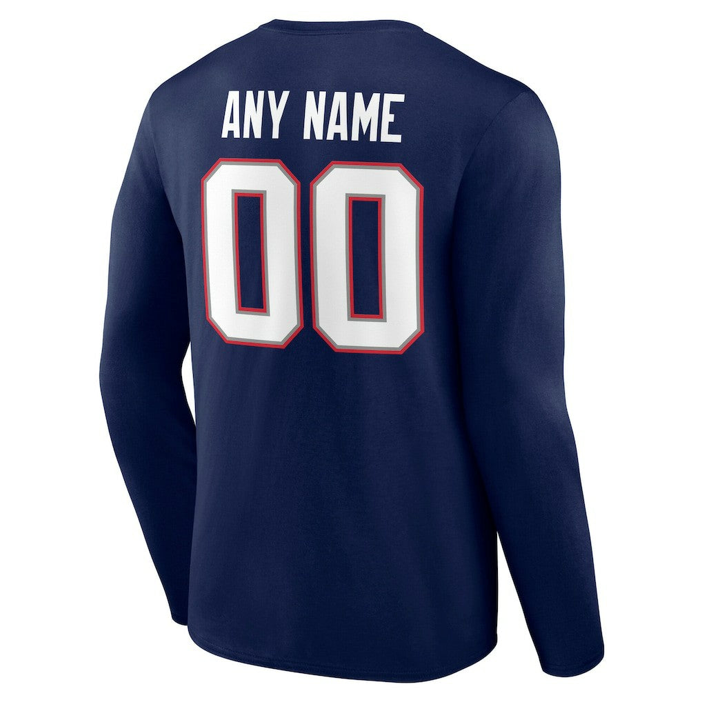 New England Patriots Team Authentic Personalized Name & Number Long Sleeve T-Shirt Navy