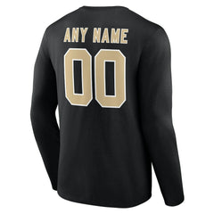 New Orleans Saints Team Authentic Personalized Name & Number Long Sleeve T-Shirt Black