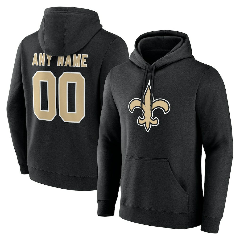 New Orleans Saints Team Authentic Personalized Name & Number Hoodie Black