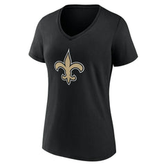 New Orleans Saints Women's Team Authentic Personalized Name & Number V-Neck T-Shirt Black