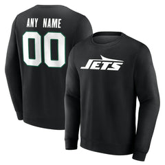 New York Jets Team Authentic Personalized Name & Number Sweatshirt Black