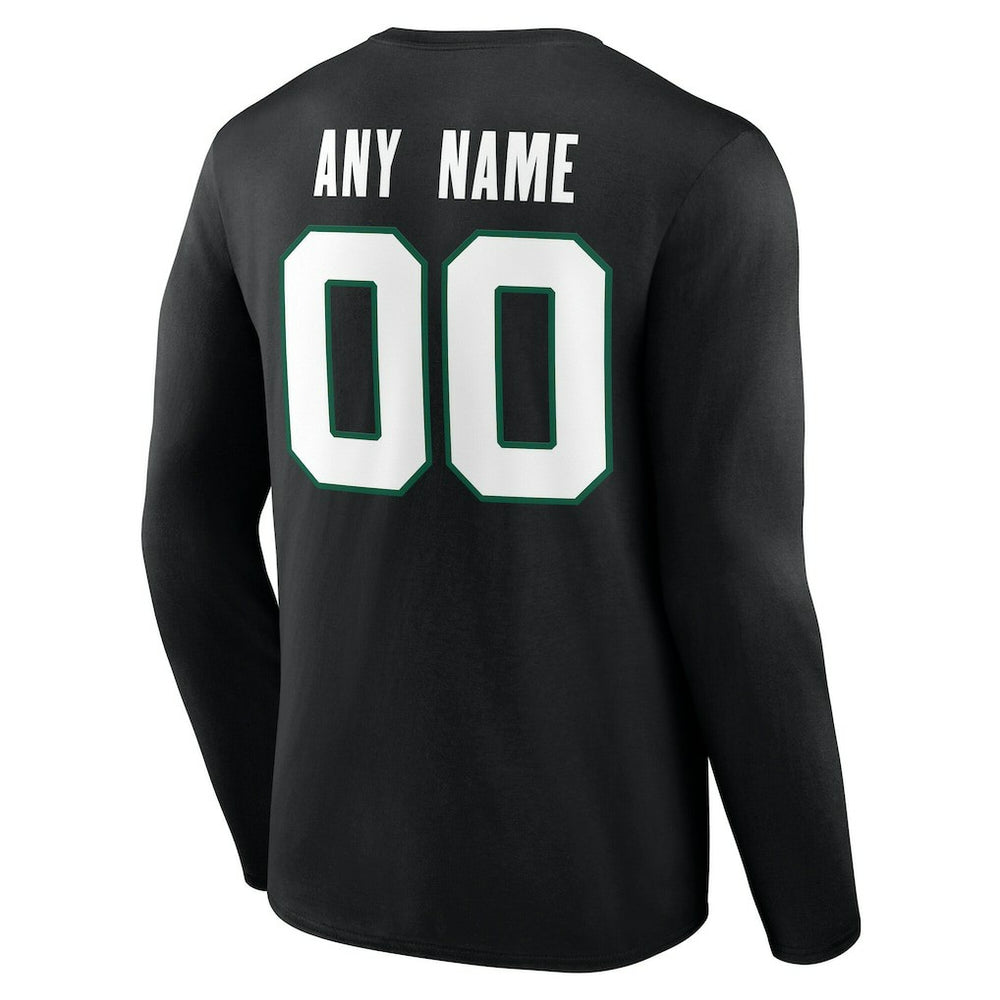 New York Jets Team Authentic Personalized Name & Number Long Sleeve T-Shirt Black