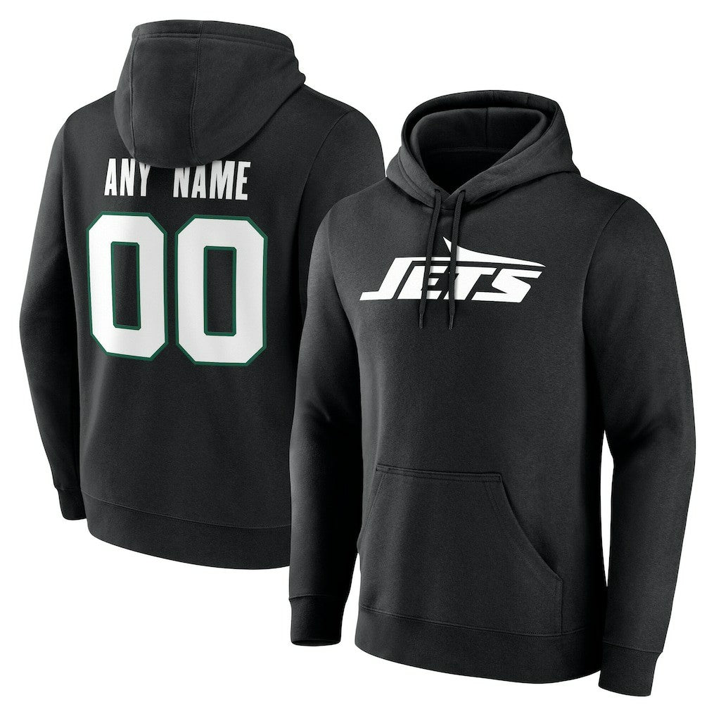 New York Jets Team Authentic Personalized Name & Number Hoodie Black