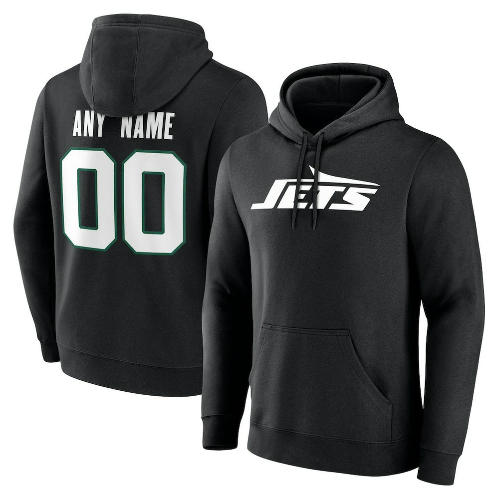 New York Jets Team Authentic Personalized Name & Number Hoodie Black