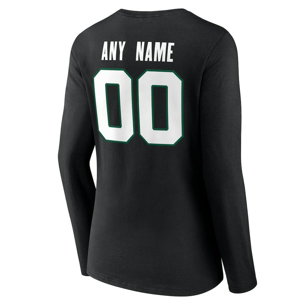 New York Jets Women's Team Authentic Personalized Name & Number Long Sleeve V-Neck T-Shirt Black