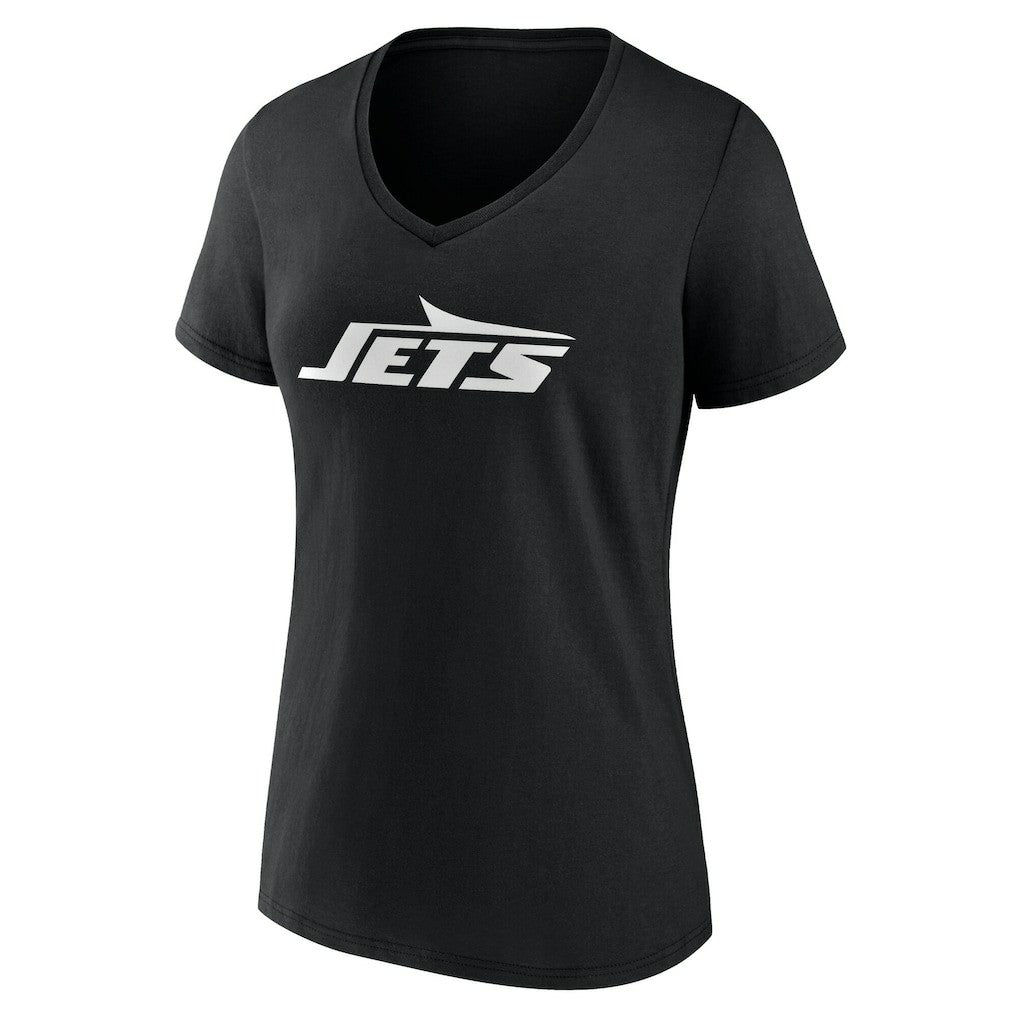 New York Jets Women's Team Authentic Personalized Name & Number V-Neck T-Shirt Black