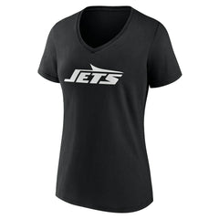 New York Jets Women's Team Authentic Personalized Name & Number V-Neck T-Shirt Black