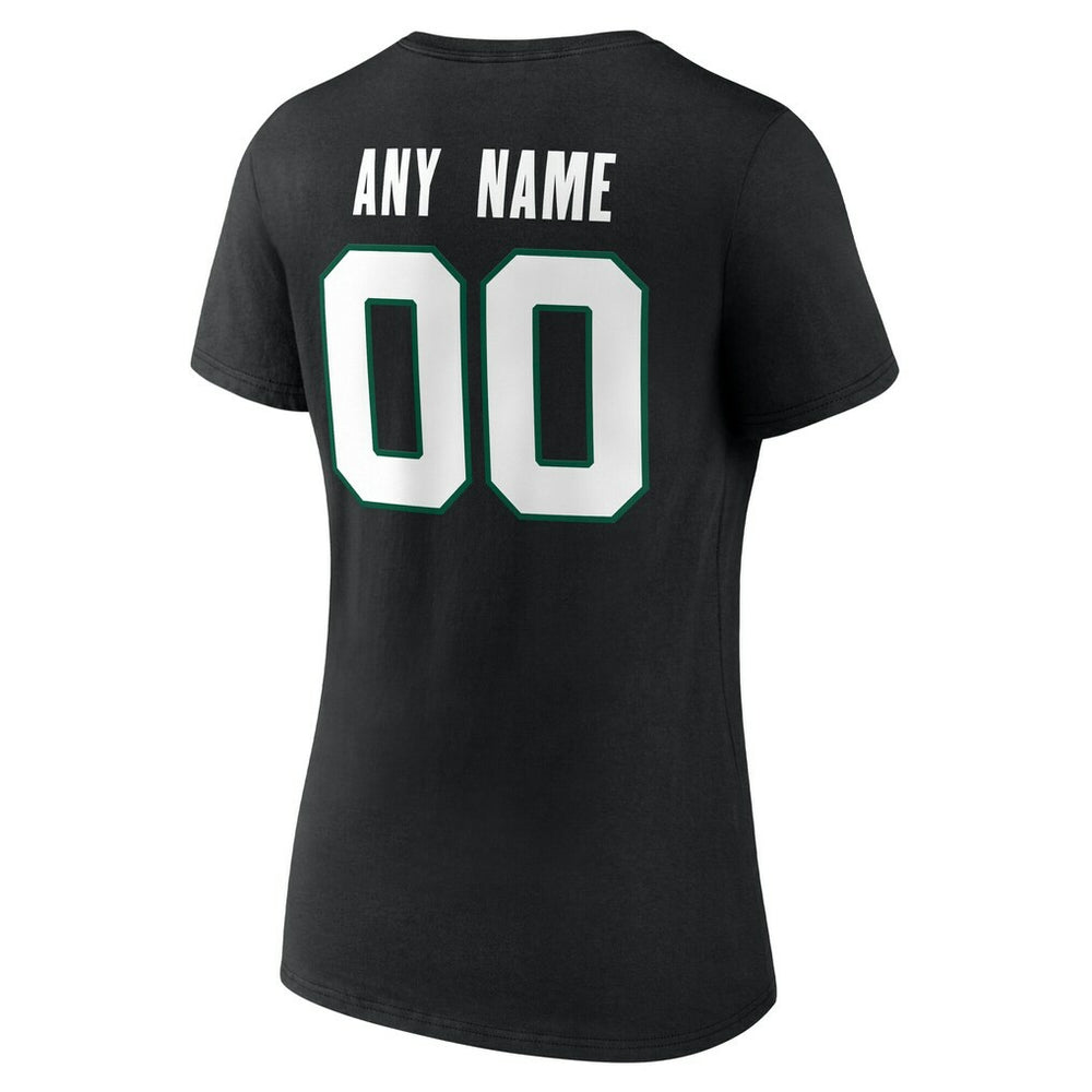 New York Jets Women's Team Authentic Personalized Name & Number V-Neck T-Shirt Black
